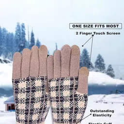 LOOM LEGACY Women Checked Acrylic Touchscreen Gloves image 5