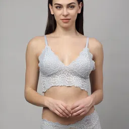 samvar Women Pink,Blue,Grey Net Bra Panty Set for Lingerie Set Undergarments Pack of 3 image 5