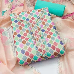 KIMISHA Geometric Printed Beads and Stones Unstitched Dress Material-picture-35