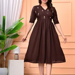 GREAT SELLER Women Floral Embroidered Wrap Midi Dress-picture-35