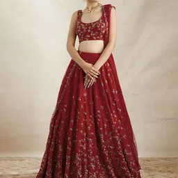 Aika Embroidered Sequinned Silk Semi-Stitched Lehenga & Unstitched Blouse With Dupatta-picture-13
