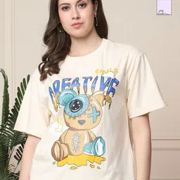 Tromko Women Pack of 2 Pink Panther Graphic Printed Round Neck Cotton Oversized T-shirts-image-25