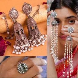 ISLANA Beaded Oxidised Jewellery Set-picture-17