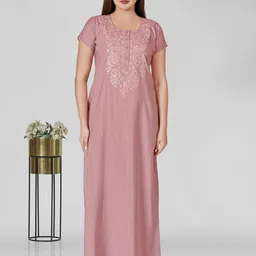 Sand Dune Embroidered Maxi Nightdress-image-74