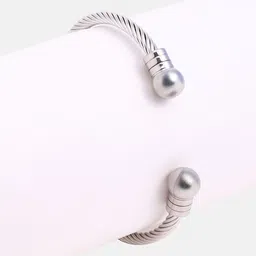 French Accent Men Silver-Plated Kada Bracelet image 4