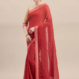 DIVASTRI Ethnic Motifs Embroidered Saree-picture-31