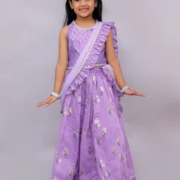 LIL DRAMA Kids-Girls Cotton Floral Lehenga Choli-picture-6