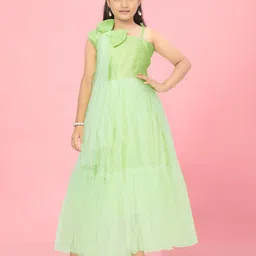 Sangria Girls Bow Details Fit & Flared Net Dress-picture-58