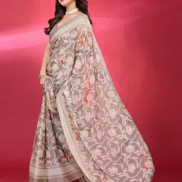 ROOP SUNDARI SAREES Floral Print Chiffon Saree With Unstitched Blouse Piece-picture-23