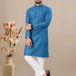 shreeram Men Green Straight Cotton Kurtas-image-93