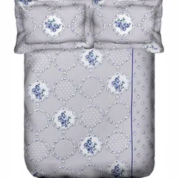 SWAYAM Grey & White Ethnic Motifs 144 TC Queen Bedsheet with 1 Pillow Covers image 5