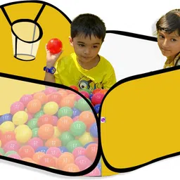 silver shine Foldable Square Ball Pool Play Tent Kids, Playground Tent House With 20 Balls image 2