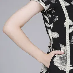 Saffron Threads Cotton Floral PrintedA-Line Midi Dress image 5