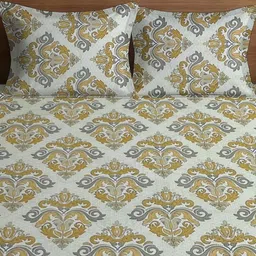 WEAVE AND DECOR Green Printed Microfiber 300TC Queen Bedsheet & 2 Pillow Covers 71" x 71" image 2