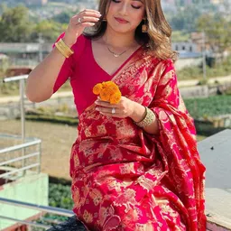 ZIKARAA Ethnic Motifs Zari Handloom Saree-picture-24