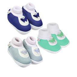 NESKA MODA Kids-Unisex Grey Cotton Booties-image-35