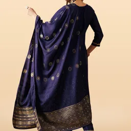Anouk Rustic Women Floral Embroidered Regular Sequinned Kurta with Trousers & With Dupatta image 4