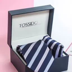 Tossido Men Stripe Necktie & Pocket Square Giftset Comes with a box image 4