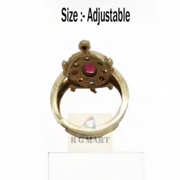 R G MART Unisex Gold-Plated Stones Studded Ashtadhatu Kachua Navratan Finger Ring image 4
