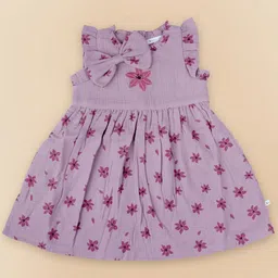 Ohmybebe Girls Floral Print Organic Cotton Fit & Flare Dress-picture-18