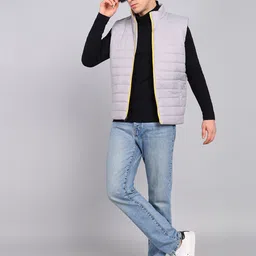 XFOX Men Solid Sleeveless Padded Jacket image 5