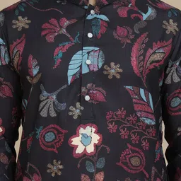 Anouk Rustic Men Floral Printed Thread Work Cotton Kurta image 5