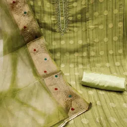 Blissta Embellished Unstitched Dress Material image 3