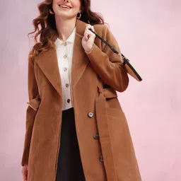 DressBerry Single-Breasted Knee Length Overcoat With Belt-image-17