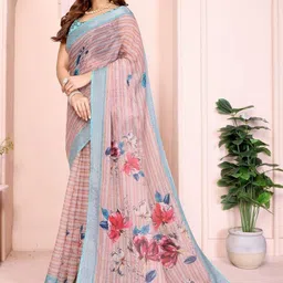 tammu designer Floral Linen Blend Saree image 2