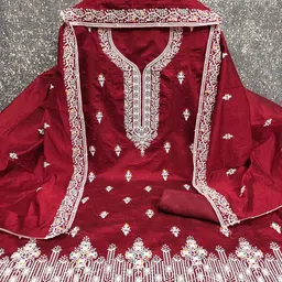 Nayanthara Trends Embroidered Unstitched Dress Material image 2