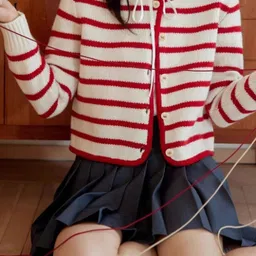StyleCast Women Striped Round Neck Long Sleeves Cardigan Sweater-image-27