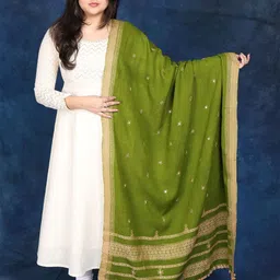 Exotic India Shawl From Kutch With Woolen Embroidered Flowers And Mirrors-picture-14