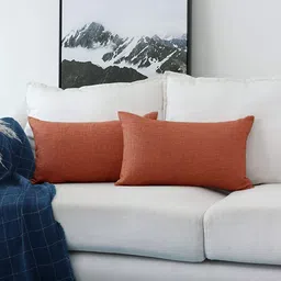 Khooti Orange Set of 2 Striped Square Cushion Covers-picture-22