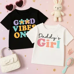 Luke & Lilly Girls Regular Fit Cotton Tshirts-picture-17