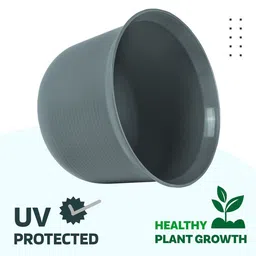 Kuber Industries Green & Grey 6 Pieces Textured Planters With Plate image 3