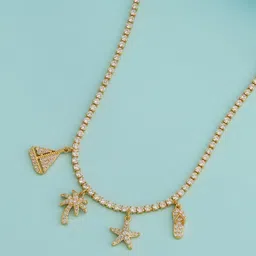 Kushal's Fashion Jewellery Gold-Plated Zircon Studded Necklace-picture-21