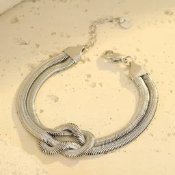 MYKI Stainless Steel Silver-Plated Wraparound Bracelet-picture-36