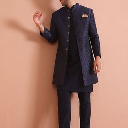 KISAH Men Ethnic Motifs Indowestern Sherwani Set-picture-4