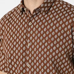van heusen V Dot Men Floral Printed Spread Collar Pure Cotton Casual Shirt image 5