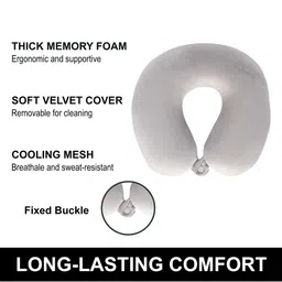 Aura Grey Memory Foam Filled Cotton Travel Pillow image 2