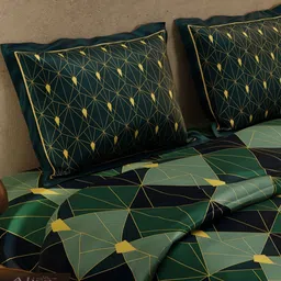 Stoa Paris Green & Yellow Geometric AC Room 150 GSM Double Bed Comforter image 3