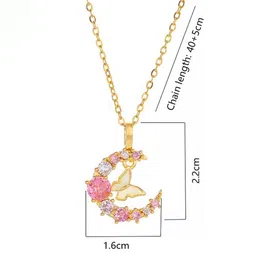 Designs & You Gold-Plated Stainless Steel Stones Studded Contemporary Pendant With Chain image 5
