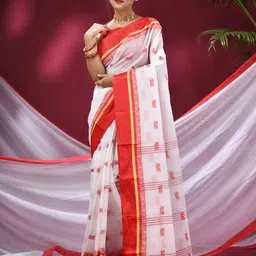 TANTLOOM Floral Woven Design Pure Cotton Saree-picture-40