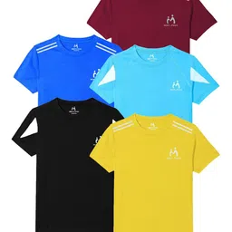 MIST N FOGG Boys Pack of 5 Solid Round Neck T-shirts-picture-50