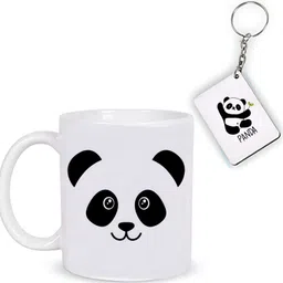 dflexprints Cute Panda Printed Coffee and Keychain for Girls Ceramic Coffee Ceramic Coffee Mug-picture-26