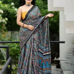 HERE&NOW Ethnic Motifs Printed Pure Cotton Bhagalpuri Saree-picture-26