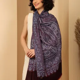 Tweedle Women Paisley Woven Design Stole with Fringed Border-image-51