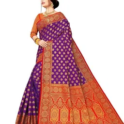 AKSH FASHION Purple Silk Blend Sarees-picture-20