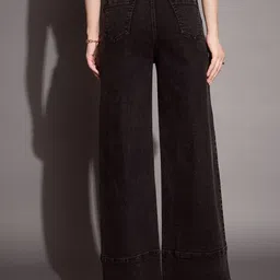 SASSAFRAS BASICS Women Comfort Wide Leg High-Rise Low Distress Stretchable Jeans image 3