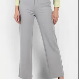 BROADSTAR Women Smart Straight Fit High-Rise Easy Wash Trousers image 2